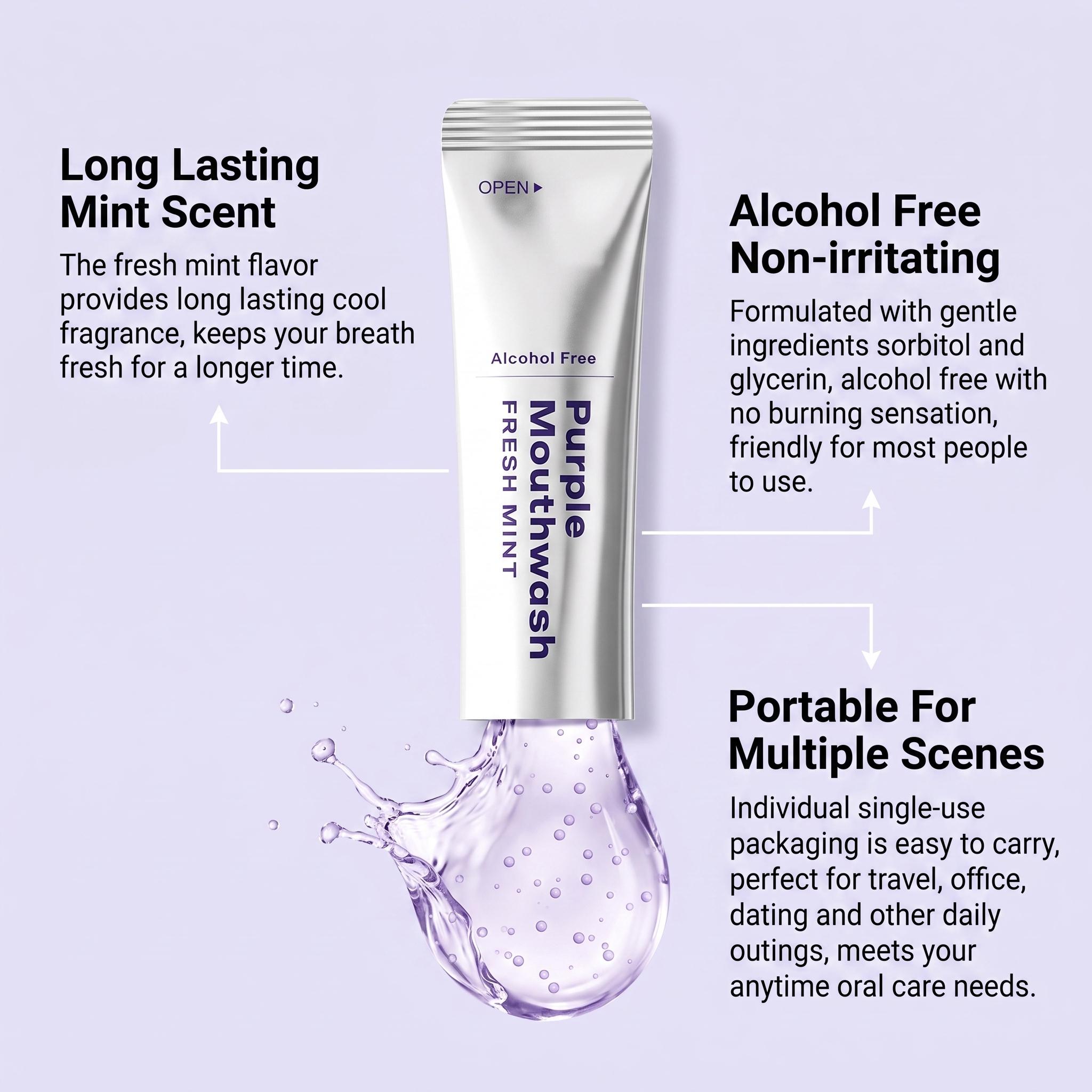Teeth Whitening Xylitol - 20Pack Purple Mouthwash For Teeth Whitening,