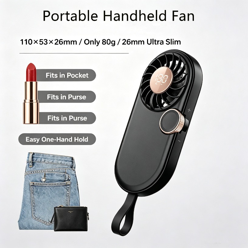 Led Mouth Tray - 11000RPM Mini Pocket Fan Lipstick-Sized 100-Speed