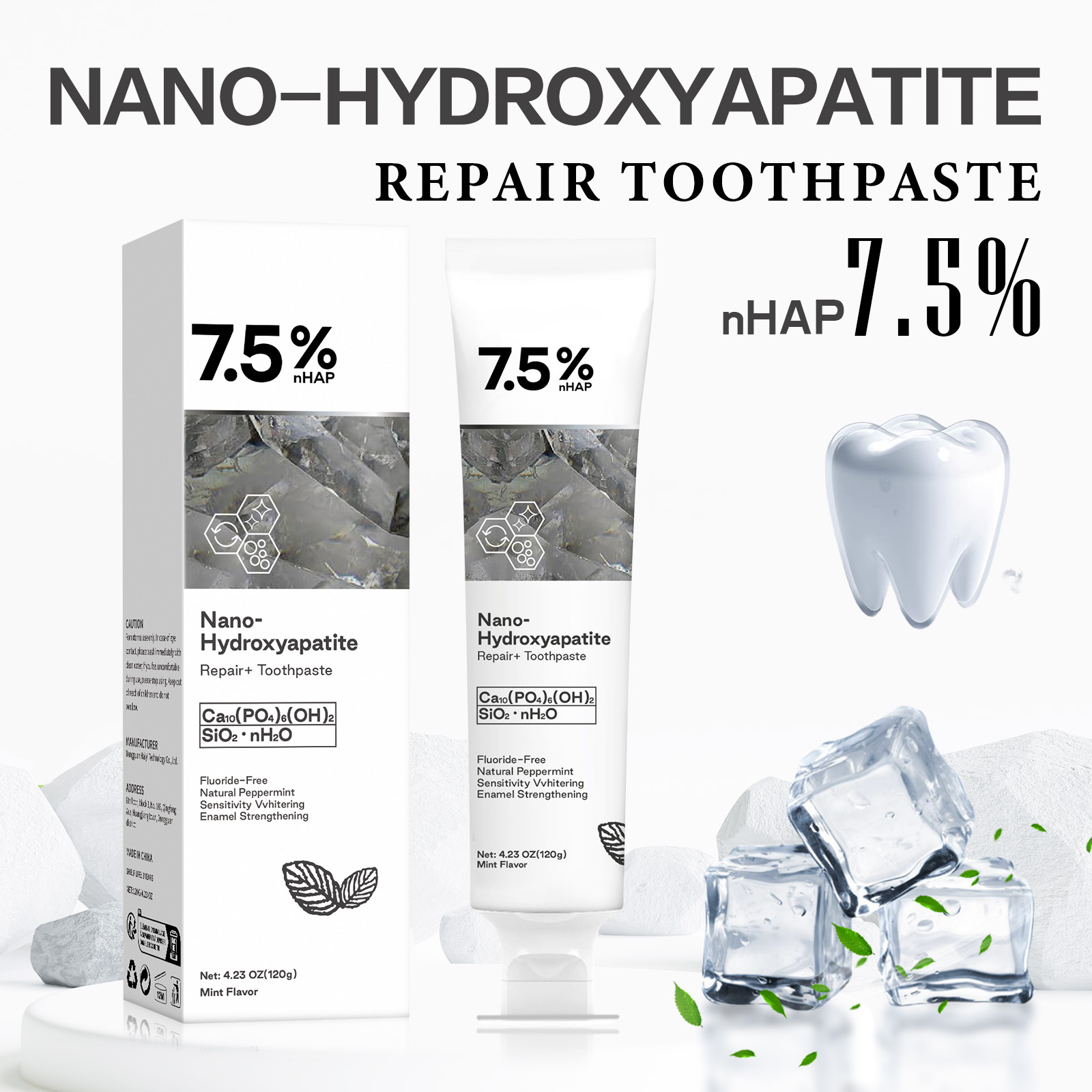 Nano Hydroxyapatite Toothpaste - Teeth Whitening With Hydrogen Peroxide review and price