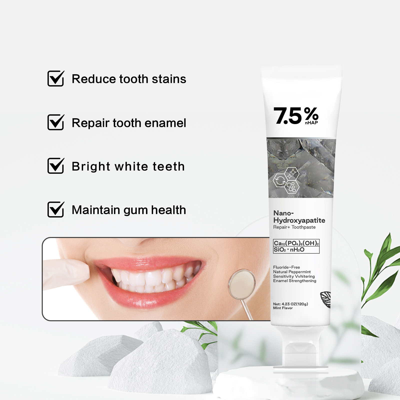 Nano Hydroxyapatite Toothpaste - Teeth Whitening With Hydrogen Peroxide review and price