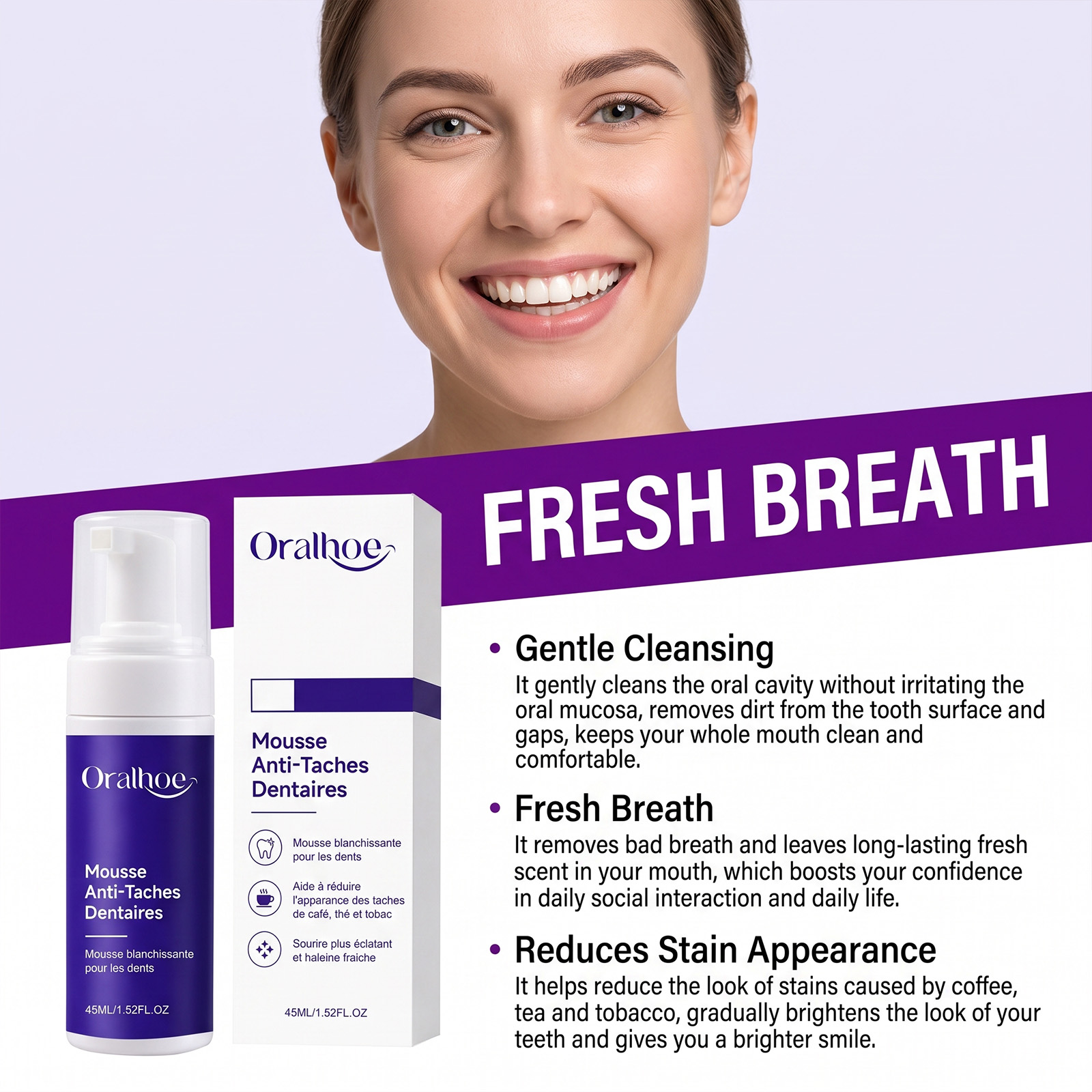 Purple Toothpaste Mousse Foam  - Teeth Whitening Toothpaste review and price